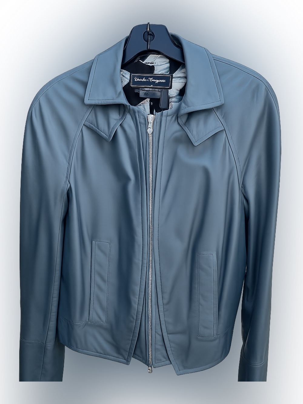 Salvatore Ferragamo Blue Leather Jacket
Size 44